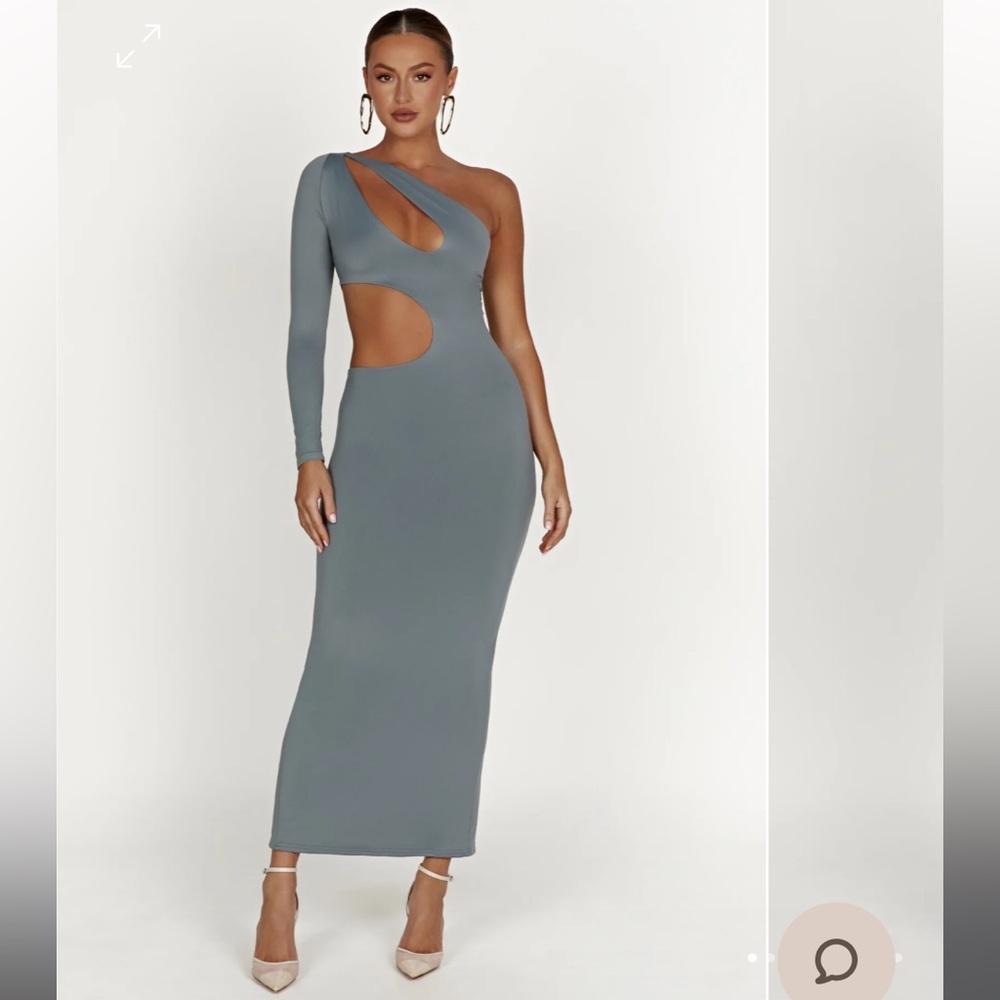 Meshki JOYCE Recycled Nylon Cut Out Maxi Dress - Light Charcoal -XXS